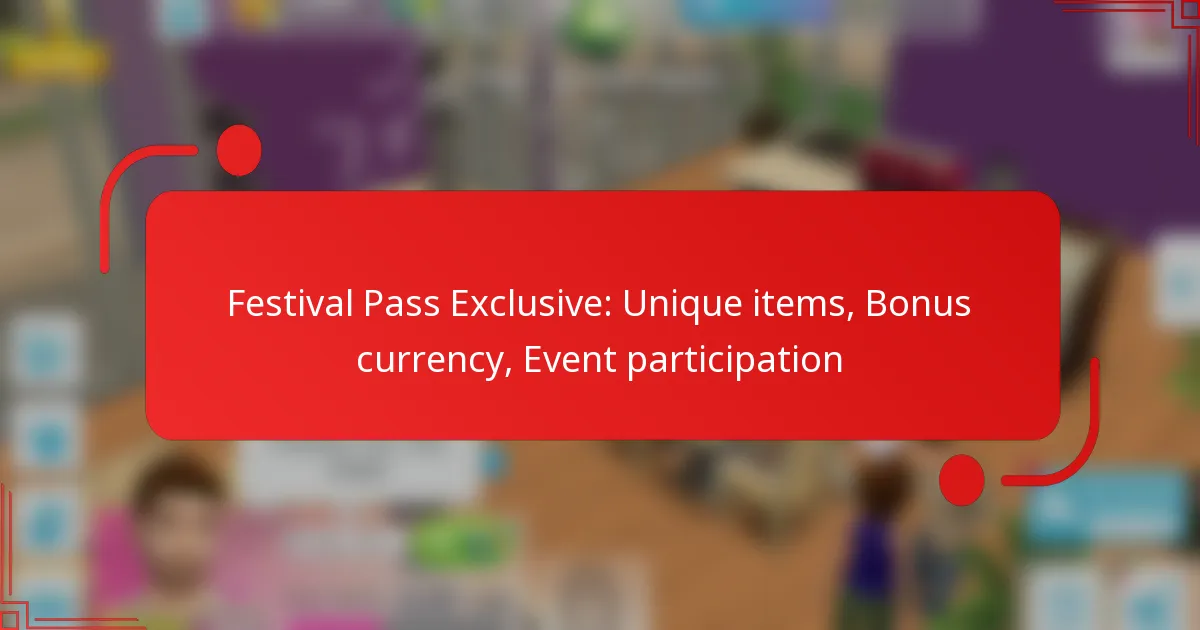 Festival Pass Exclusive: Unique items, Bonus currency, Event participation