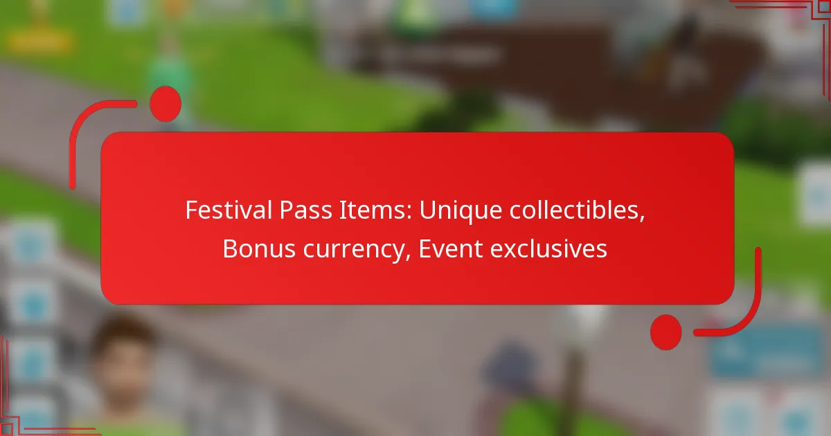 Festival Pass Items: Unique collectibles, Bonus currency, Event exclusives