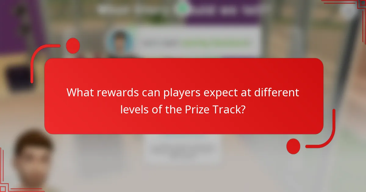 What rewards can players expect at different levels of the Prize Track?